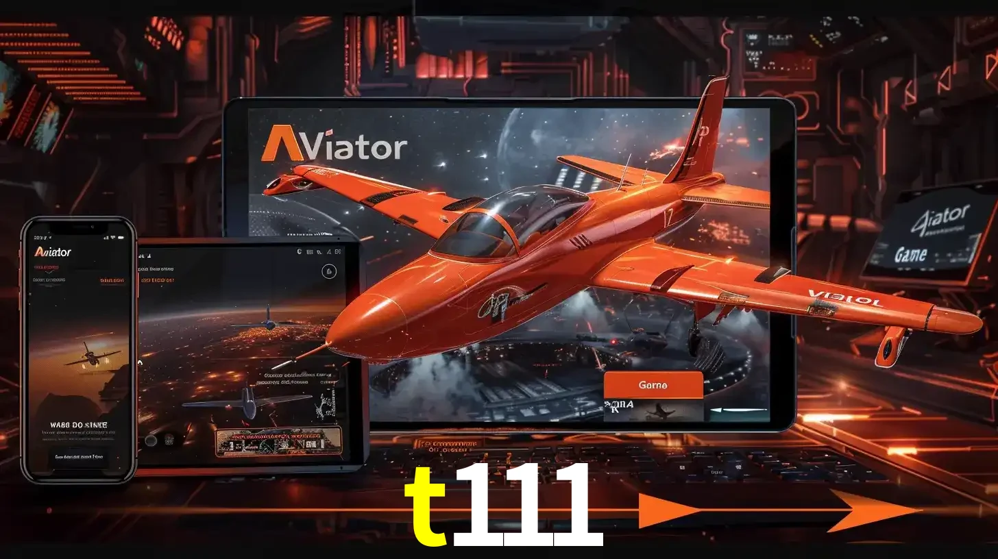 Apresentação tecnológica do jogo Aviator com um avião saindo da tela de um tablet, demonstrando a experiência imersiva em múltiplos dispositivos no t111.