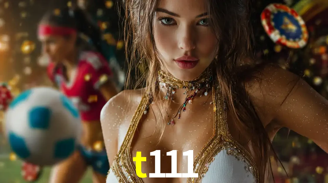 Mulher elegante representando a combinação de glamour e emoção das apostas esportivas, com uma jogadora de futebol ao fundo, destacando a ação no t111.