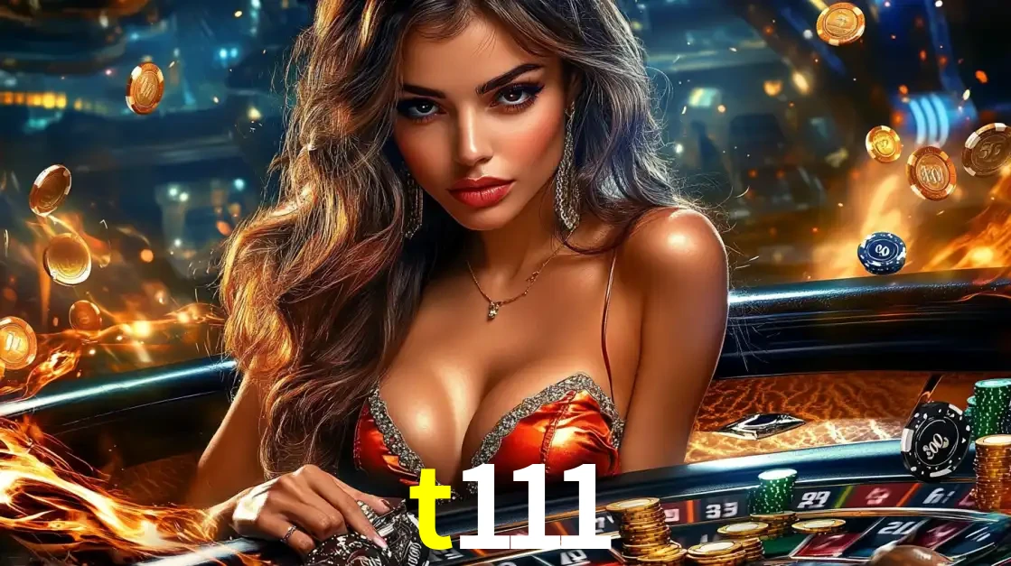 Mulher glamourosa em uma mesa de roleta com um fundo de chamas e moedas voadoras, pronta para fazer sua aposta e ganhar grandes prêmios no cassino ao vivo t111.